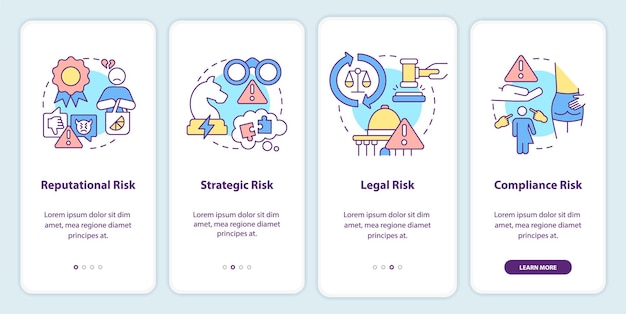 Risk categorizations onboarding mobile app screen