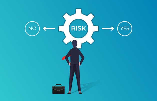 Risk concept Businessman taking decision between yes or no