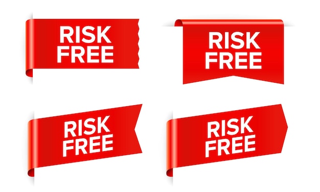 Risk free red sticker and tag isolated on white