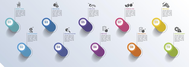 Risk management infographics colored steps info template