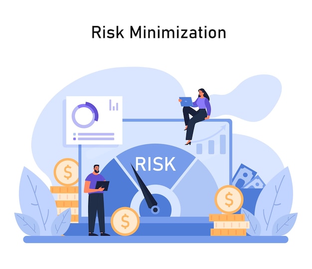 Vector risk minimization concept outlines strategic financial analysis for investment uncertainty reduction