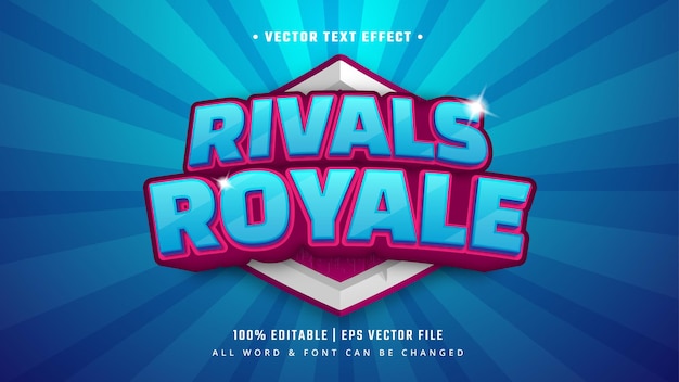 Rival Royale Gaming 3d Text Style Effect. Editable Illustrator Text Style.