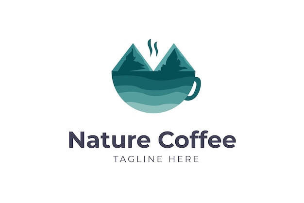 River Coffee hot logo template modern