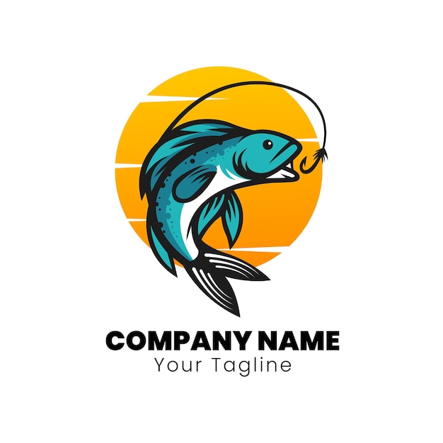 River fishing logo design