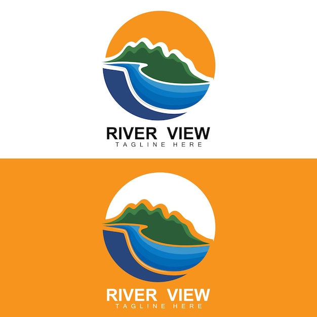 River Logo Design River Creek Vector Riverside Illustration With A Combination Of Mountains And Nature Product Brand