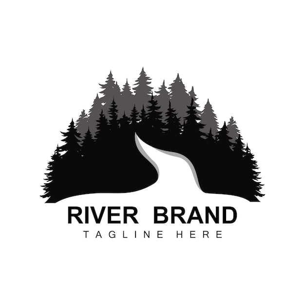 River Logo Design River Creek Vector Riverside Illustration With A Combination Of Mountains And Nature Product Brand