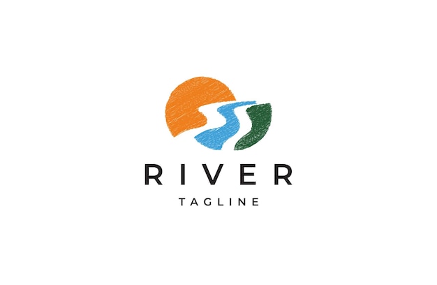 River logo icon design template flat vector illustration