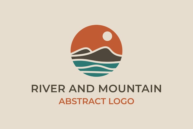 River and Mountain Abstract Logo