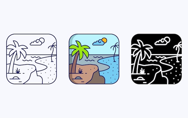 River view landscape illustration icon