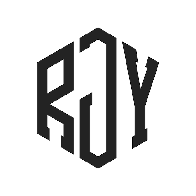 RJY Logo Design Initial Letter RJY Monogram Logo using Hexagon shape