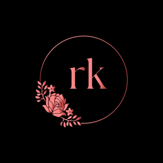 RK Monogram logotype for celebration event, wedding, greeting card, invitation Vector Template