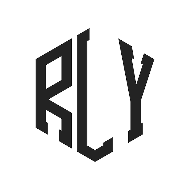 Vector rly logo design initial letter rly monogram logo using hexagon shape