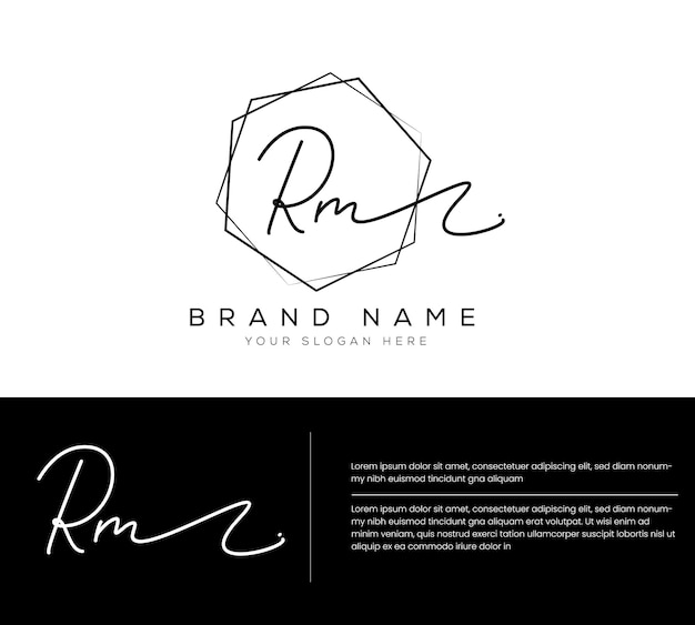 Vector rm initial letter handwriting and signature logo