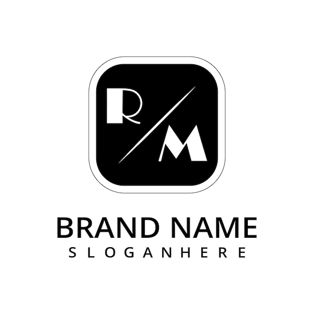 Vector rm initial monogram logo with rectangal style dsign