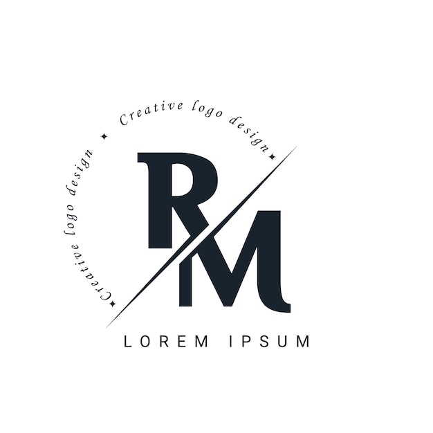 Vector rm letter logo design with a creative cut creative logo design