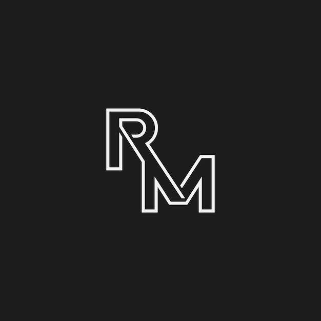 Vector rm monogram geometric monoline style logo design concept