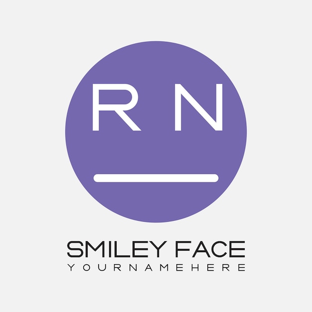 Vector rn initial monogram for smiley face logo with circle style design