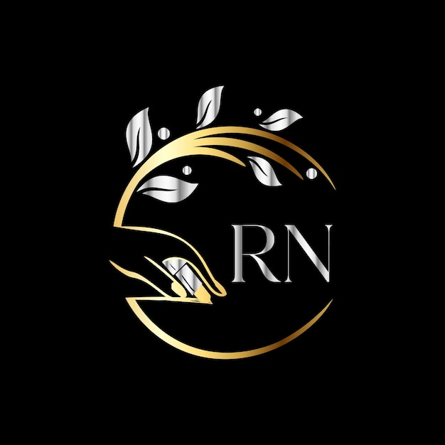 Vector rn monograms logo nails, luxury cosmetics spa beauty vector template