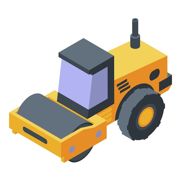 Vector road roller compactor icon isometric of road roller compactor vector icon for web design isolated on white background