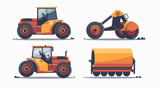 Vector road roller logo design steamroller icons in different styles