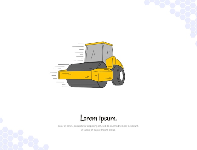 Vector road roller simple doodle flat vector art for wall decoration landscape