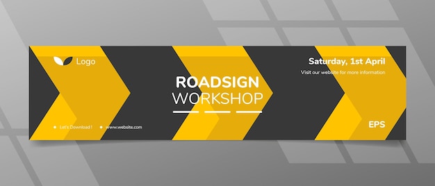 Road Sign Yellow Black Banner Design