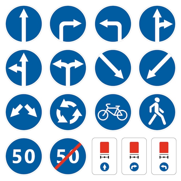 Road  signs set. Prescribing traffic signs collection.