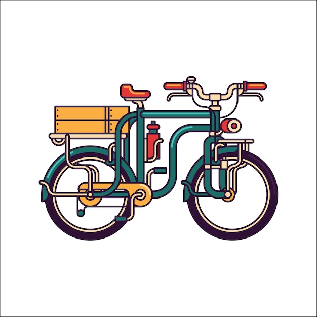 Road touring bike vector line illustration