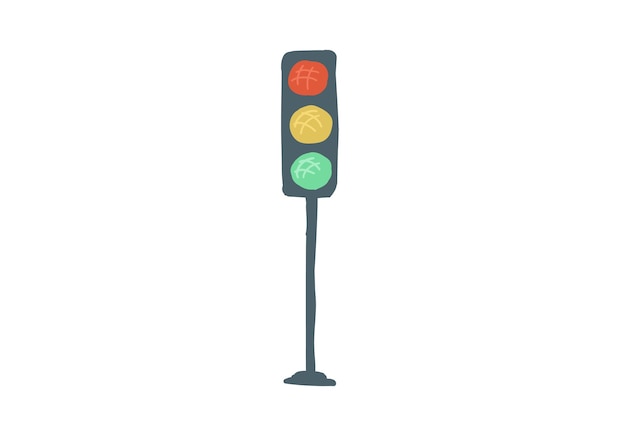 Road traffic light style cartoon simple hand drawing vector illustration