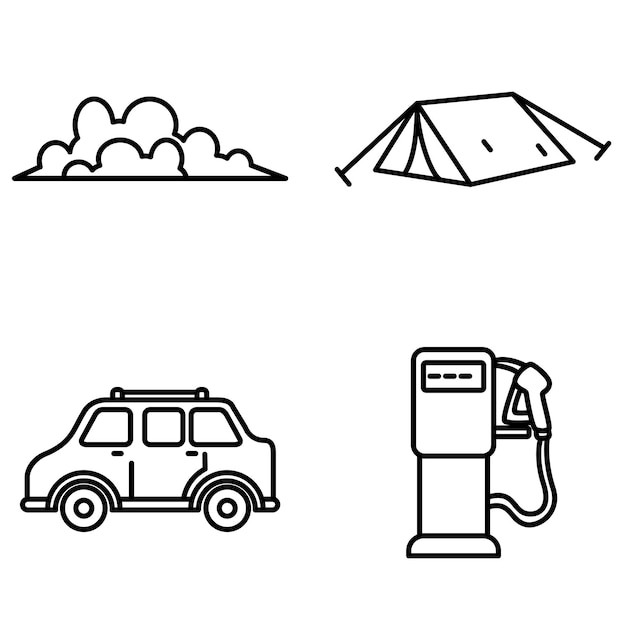 road travel flat collection icons, travel flat icons including road signs, traffic transport and map