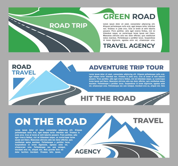 Road trip travel banners tourism agency business