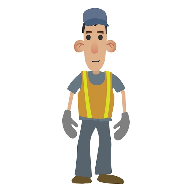 Road worker in cartoon style isolated on white background