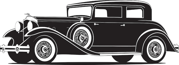 Road to Yesteryear Dynamic Black Logo with Vintage Car Symbol Classic Collectors Mark Vector Black