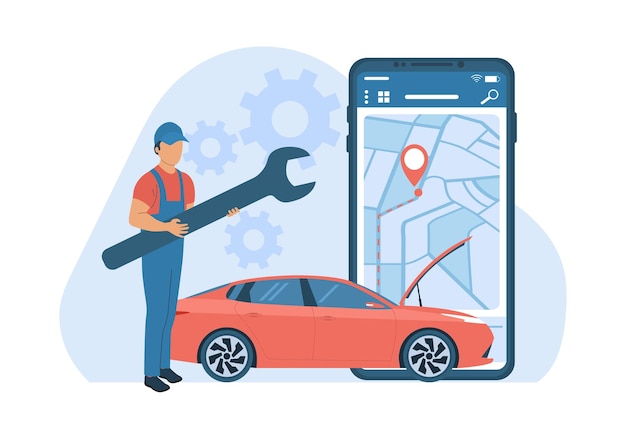 Roadside assistance service concept Vector illustration