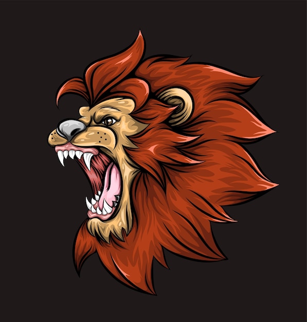 Roar Lion head mascot design of illustration