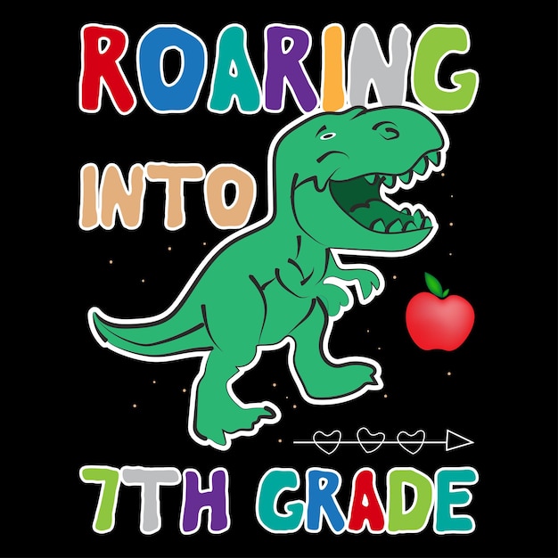 Roaring back to school tshirt design Roaring dinosaur kids tshirt designkids tshirt design