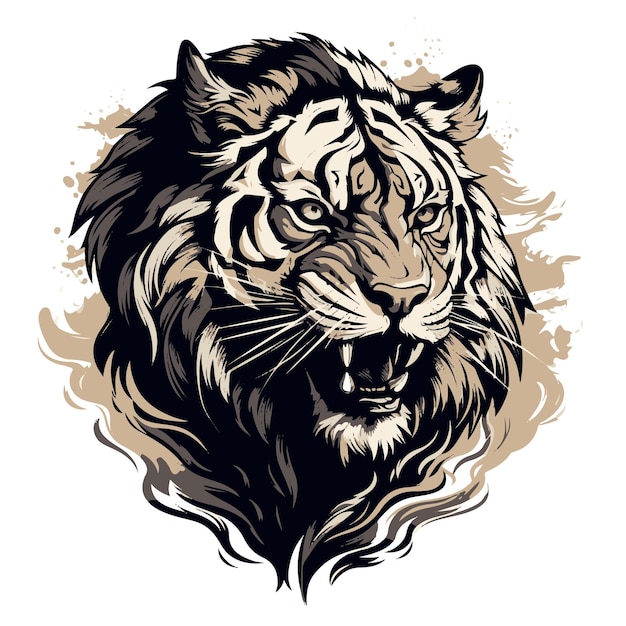 Roaring Elegance Striking Tiger Head Vector Illustration