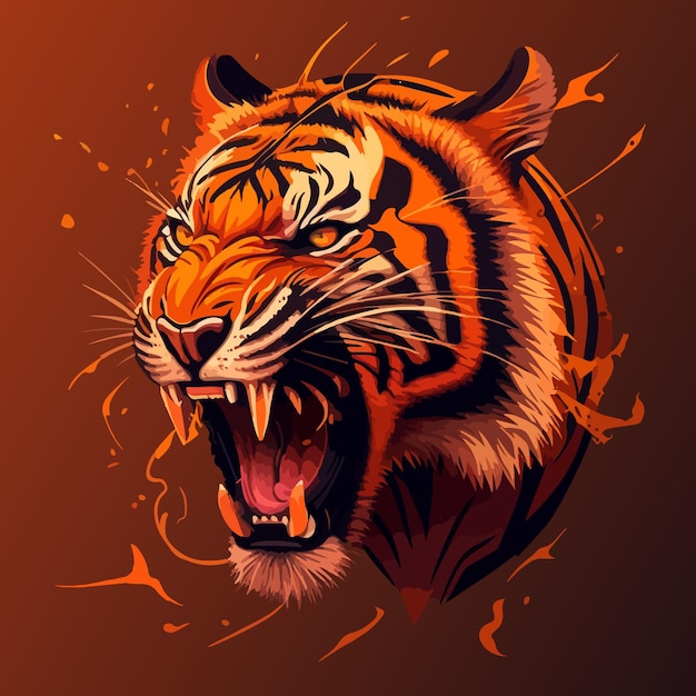 Roaring tiger head vector illustration