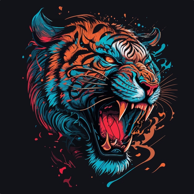 Roaring tiger head vector illustration