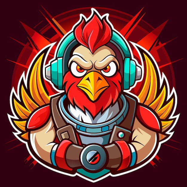 Roaster Chicken Mascot Gaming Logo