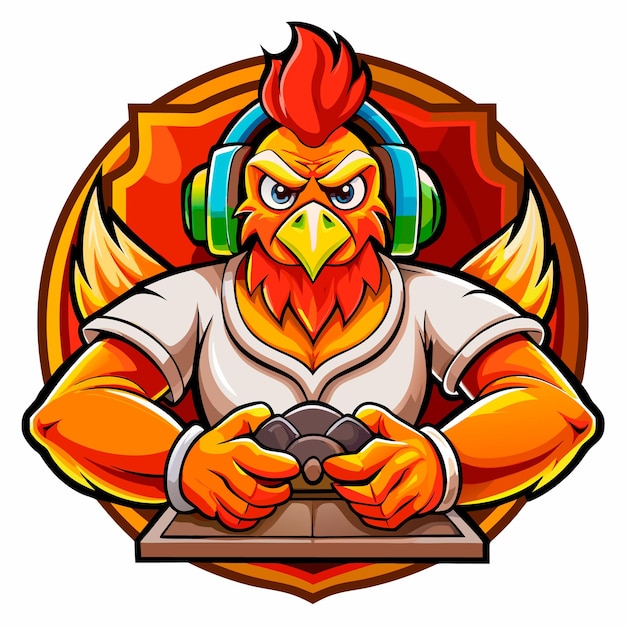 Roaster Chicken Mascot Gaming Logo