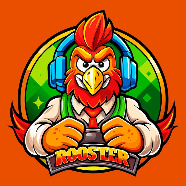 Roaster Chicken Mascot Gaming Logo