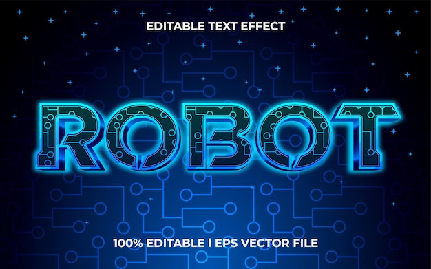 robot 3d text effect with cyber theme. blue typography template for modern tittle