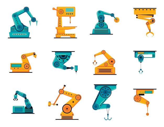 Robot arms vector set isolated on a white background