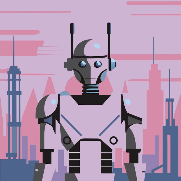 Vector robot built from a constructor set vector illustration flat 2