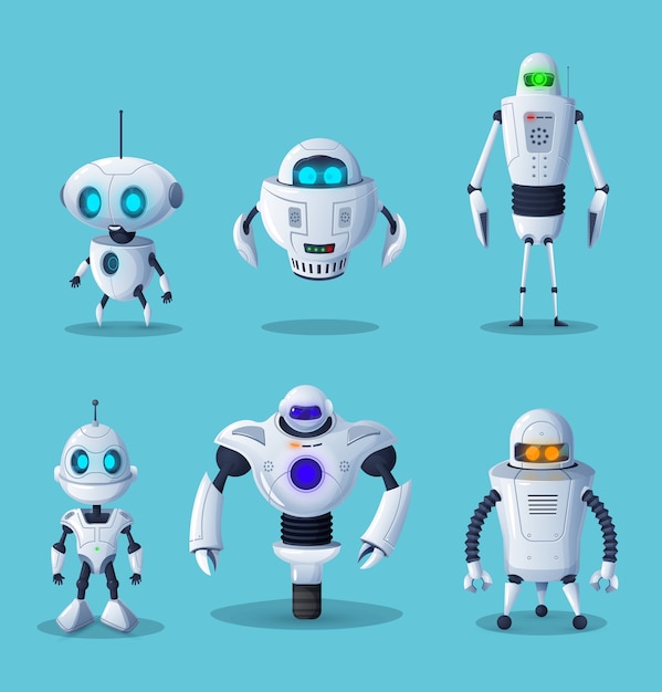 Robot cartoon characters of vector ai future technology and science.