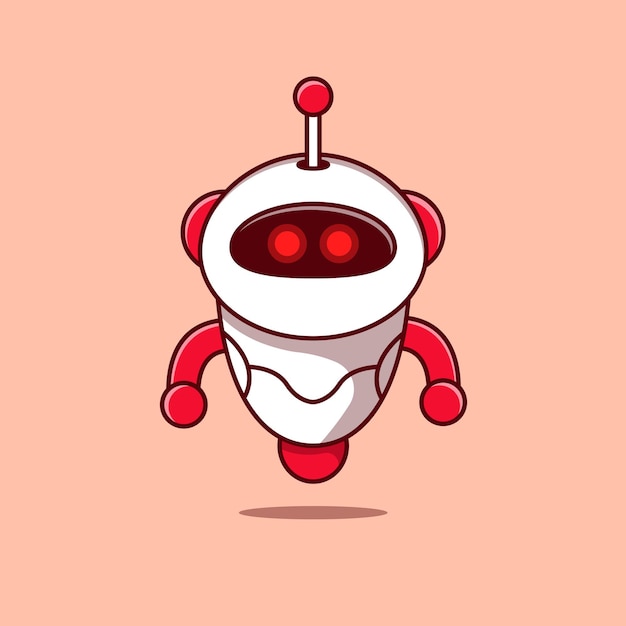 Robot cartoon illustration Cute robot with antenna illustration Robot in kawaii style design