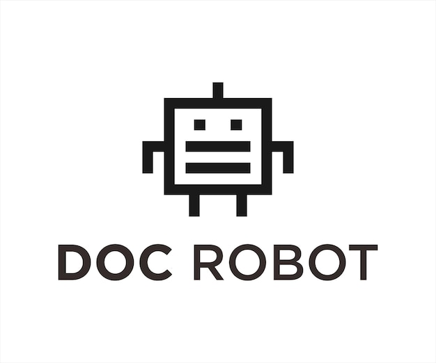 Robot Document Logo Design Vector Illustration