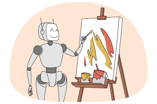 Robot drawing on flipchart