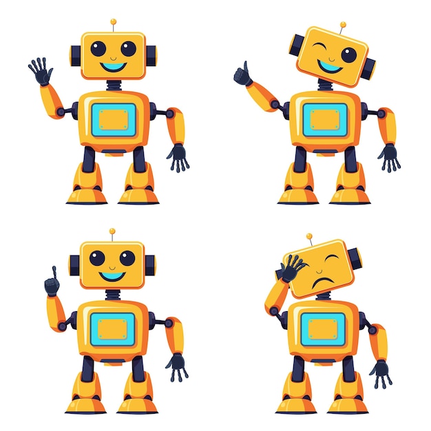 Robot emotions set Simple design Vector illustration in flat style